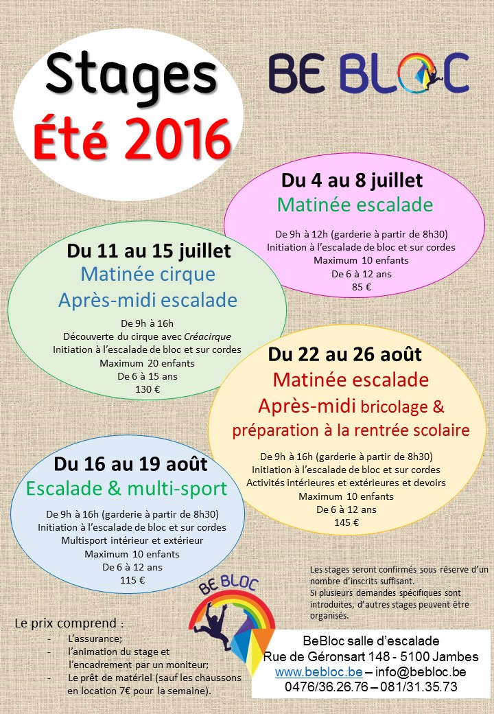 Affiche Stage Ete 2016